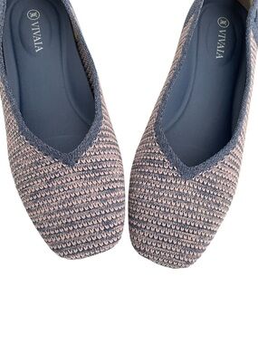 Vivaia Woven Square Toe Ballet Flats Size EU 37.5 US 7 Pink Purple Blue Preppy